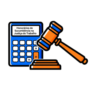 Ilustração sobre honorários de sucumbência na Justiça do Trabalho, mostrando uma calculadora e um martelo de juiz
