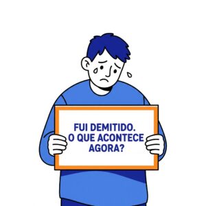 Homem com documentos após uma demissão sem justa causa, calculando seus direitos trabalhistas.